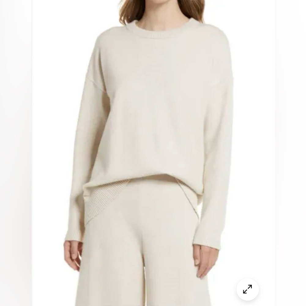 Nordstrom Relaxed Crewneck Sweater in. BEIGE OATMEAL LIGHT HEATHER size Large